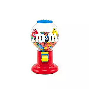 M&M Candy Dispenser Pull Lever and Dispense M & M Candy as Shown with Red and Yellow