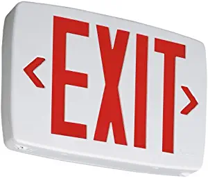 Lithonia Lighting LQM S W 3 R 120/277 EL N M6 Quantum Thermoplastic LED Emergency Exit Sign with Stencil-Faced White Housing and Red Letters with Nickel Cadium battery