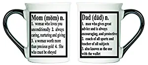 Cottage Creek Mom Dad Gifts Set of Two Definition Coffee Mugs for Mom and Dad/Parent Gifts Pregnancy Gifts Mom-to-be Mug Dad-to-be Mug [White]