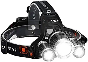 2 Pack Headlamp for Adults LED 6000LM Ultra Bright 3 LED Headlight USB Rechargeable 4 Modes Flashlight Waterproof Outdoor Fishing Camping Hunting with Red Light(2 pack)