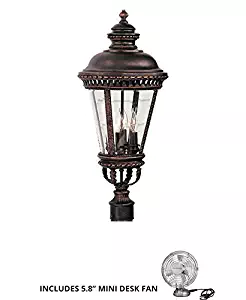 Feiss OL1907GBZ, Castle Cast Aluminum Outdoor Post Lighting, 180watt, Bronze (Includes Mini Desk Fan)