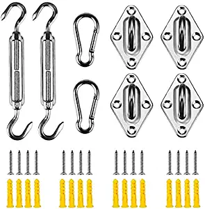 AutimaticUS 316 Marine Grade Stainless Steel Sun Shade Sail Hardware Kit for Rectangle and Square Sun Shade Sail Installation with Screws