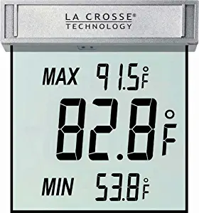 La Crosse Technology WS-1025 Digital Window Thermometer with Detachable Bracket and Records MIN/MAX Temp & Auto Reset