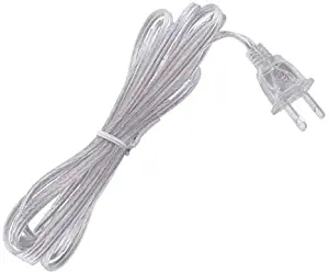 B&P Lamp 8 Feet, SPT-1 18/2 Lamp Cord Set, Clear Silver