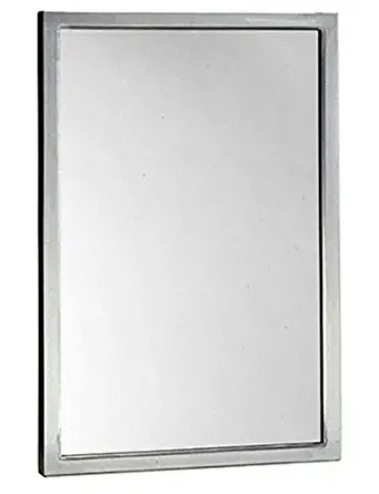 Bobrick 290 Series 304 Stainless Steel Welded Frame Glass Mirror, Satin Finish, 24