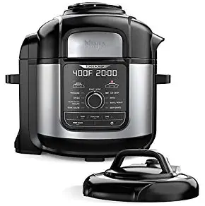 Ninja Foodi Pressure Cooker TenderCrisp Technology 8- Quart Pot Capacity Air Crisp Sear Sauté Bake Broil Steam Slow Cook Dehydrate All in One OP402 (Renewed) (Dark Gray)