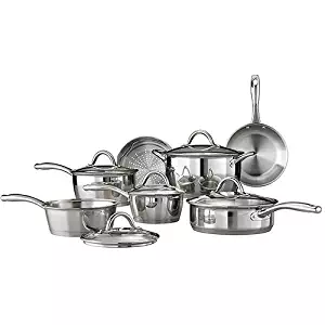 Tramontina 80154/522 Gourmet Stainless Steel Tri-Ply Base Cookware Set, 12 Piece, Made in Brazil