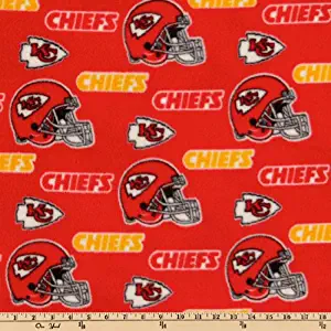 Fabric Traditions CN-138 NFL Fleece Kansas City Chiefs Toss Red/Yellow Fabric by the Yard