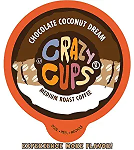 Crazy Cups Flavored Coffee for Keurig K-Cup Machines, Chocolate Coconut Dream, Hot or Iced Drinks, 22 Single Serve, Recyclable Pods