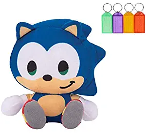 Sonic The Hedgehog Sonic Plush Stuffed Figure Official Licensed + Bonus with Name Tag (Sonic)