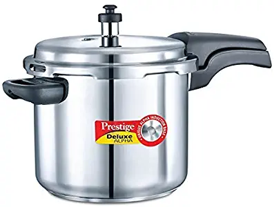 Prestige 5.5L Alpha Deluxe Induction Base Stainless Steel Pressure Cooker, 5.5-Liter