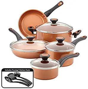 Farberware Glide CopperSlide Ceramic Nonstick 12 Piece Cookware Set (Copper)