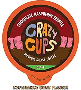 Crazy Cups Flavored Single-Serve Coffee for Keurig K-Cups Machines, Decaf Chocolate Raspberry Truffle, 22 Pods per Box