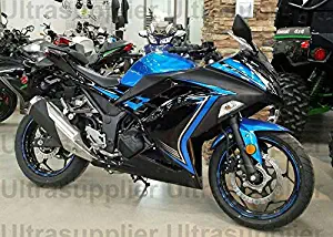 LJBusRoll Blue w/Black Fairing Injection for 2013-2018 Kawasaki Ninja 300 EX300R EX-300R Motorcycle Full bodywork kit 2014 2015 2016 2017