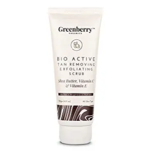 Greenberry Organics Bio Active Tan Removal & Exfoliating Scrub, Shea Butter, Vitamin C & E, Brightening, Lightening, Unisex & All Skin Types, 120 Grams