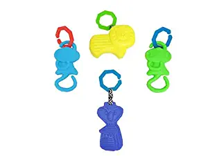 Replacement Toys for Sensory Gym - Fisher-Price Jonathan Alder Sensory Gym for Baby DFP71 ~ Includes 4 Plastic Hanging Toys ~ Blue Monkey, Yellow Lion, Green Monkey and Purple Bear