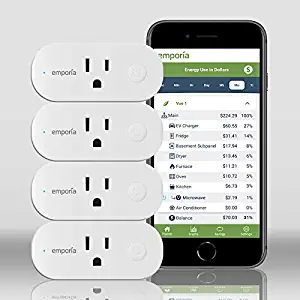 Emporia Smart Plug with Energy Monitoring | WiFi Smart Outlet | Emporia App | Alexa | Google | ETL Certified (Package of 4)