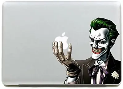 Color Joker Holding Glowing Apple - DIY Personality Vinyl Decal Sticker for Apple MacBook Pro/Air 13 15 11 Inch Laptop Case Cover Cartoon Skin Sticker
