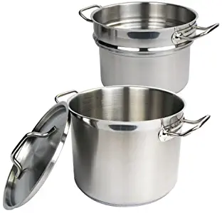 Winware 8 Quart Double Boiler with Cover, Stainless Steel