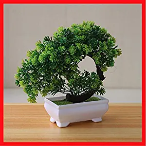 Artificial Bonsai Tree - Artificial Plant Decoration, Potted Artificial House Plants, Japanese Pine Tree Bonsai Plant, for Home Office Decoration, Desktop Display, Zen Garden Décor (Crescent)