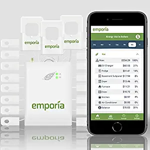 3-Phase Gen 2 Emporia Vue Smart Home Energy Monitor | Real Time Electricity Monitor/Meter | Solar/Net Metering | Conserve Energy and Get Peace of Mind (Monitor with 16 50A Sensors)