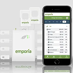 Gen 2 Emporia Vue Smart Home Energy Monitor with 8 50A Circuit Level Sensors | Real Time Electricity Monitor/Meter | Solar/Net Metering
