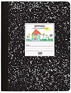Office Depot Primary Marble Composition Book, 7 1/2in x 9 3/4in, Primary Ruled, 100 Sheets, Black/White, 400-003-273